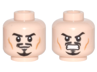 3626cpb0705 | Minifigure, Head Dual Sided Moustache, Goatee and Cheek Lines, Determined / Angry Pattern - Hollow Stud | LEGOPART