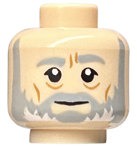 3626cpb1172 | Minifigure, Head Beard with Light Bluish Gray Beard and Eyebrows, Furrowed Brow, Medium Nougat Cheek Lines, Neutral Pattern - Hollow Stud | LEGOPART