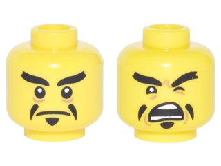 3626cpb1884 | Minifigure, Head Dual Sided Black Eyebrows and Pointed Goatee, Stern / Open Mouth Angry Pattern - Hollow Stud | LEGOPART