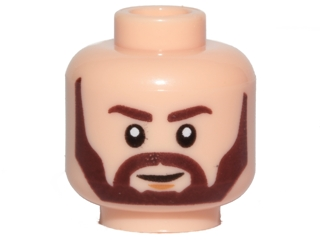 3626cpb1969 | Minifigure, Head Beard with Dark Brown Eyebrows, Angular Beard, Smile and White Pupils Pattern - Hollow Stud | LEGOPART