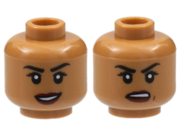 3626cpb2883 | Minifigure, Head Dual Sided Female, Black Eyebrows, Dark Red Lips, Smile / Frown Pattern - Hollow Stud | LEGOPART