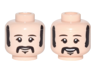 3626pb1685 | Minifigure, Head Dual Sided Black Eyebrows, Sideburns, Moustache, Neutral / Smiling Pattern | LEGOPART