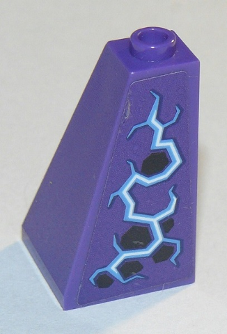 3685pb02R | Slope 75 2 x 2 x 3 Double Convex with Dark Purple Spots and Medium Blue and White Electricity Pattern Model Right Side | LEGOPART