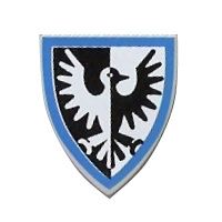 3846px9 | Minifigure, Shield Triangular  with Black and White Falcon with Blue Border Pattern | LEGOPART