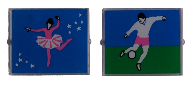 3855pb007 | Glass for Window 1 x 4 x 3 with Ballerina and Soccer Player on Opposite Sides Pattern | LEGOPART