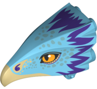 38832pb01 | Bird Head Jaw Upper with Dark Tan Beak and Purple Feathers Pattern | LEGOPART