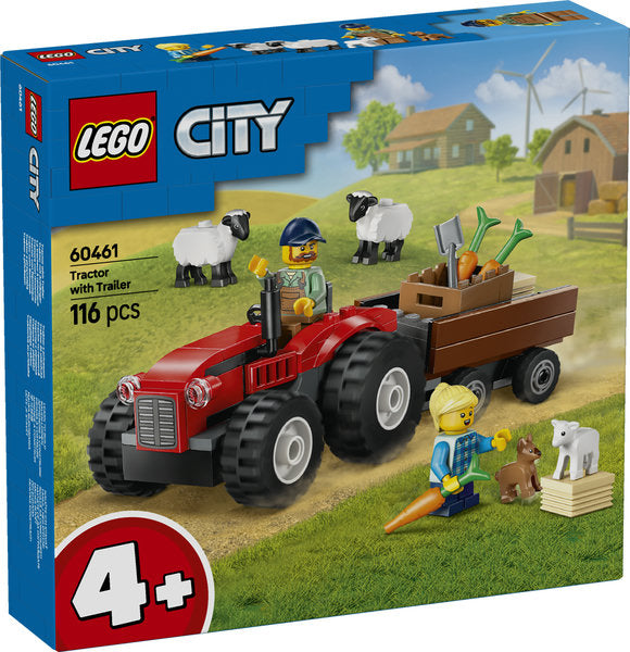 Red Farm Tractor with Trailer & Sheep LEGO 60461