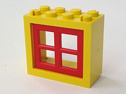 4132c01 | Window 2 x 4 x 3 - Solid Studs with Red Pane | LEGOPART