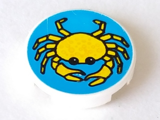 4150px14 | Tile, Round 2 x 2 with Blue Background and Yellow Crab Pattern | LEGOPART