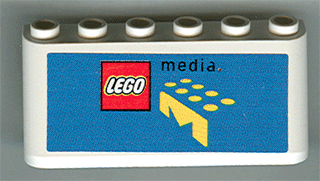 4176pb14 | Windscreen 2 x 6 x 2 with LEGO Logo and Black 'media' on Blue Background Pattern | LEGOPART