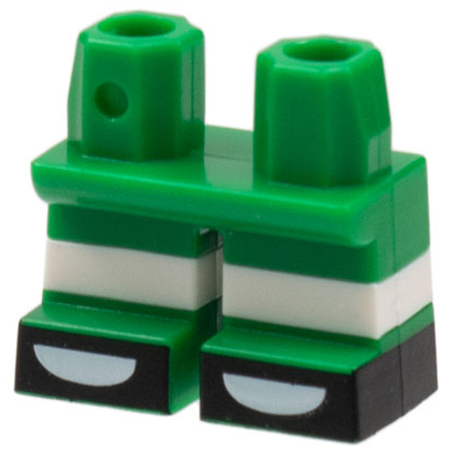 41879pb026 | Legs Short with Molded Horizontal White Stripes and Printed Black Shoes with Toes Pattern | LEGOPART