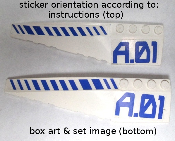 42061pb08 | Wedge 12 x 3 Left with Blue Hash Lines and 'A.01' Pattern (Stickers) - Set 7700 | LEGOPART