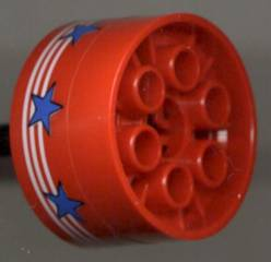 4266pb01 | Wheel 20 x 30 Technic with 3 White Stripes and 7 Blue Stars Pattern (Sticker) - Set 6615 | LEGOPART