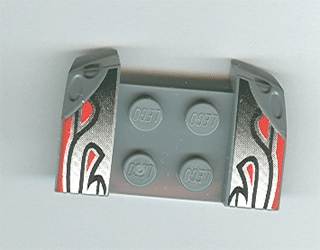 44674pb02 | Vehicle, Mudguard 2 x 4 with Headlights Overhang with Silver/Red/Black Flame Curves Pattern on Both Sides | LEGOPART