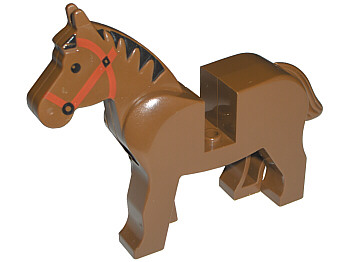 4493c01pb01 | Horse with Black Eyes, Red Bridle, Black Mane Pattern | LEGOPART