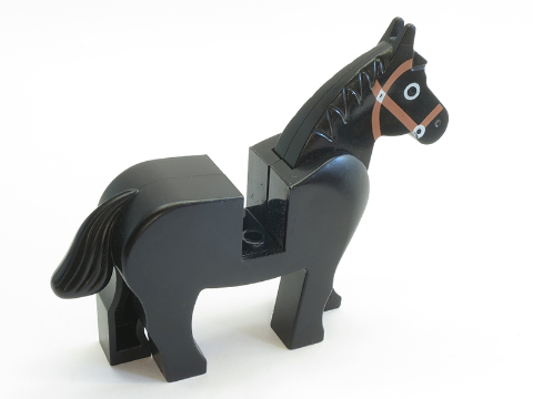 4493c01pb02 | Horse with Black Eyes Circled with White, Brown Bridle Pattern | LEGOPART