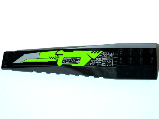 45301pb007R | Wedge 16 x 4 Triple Curved with Reinforcements with Silver Circuitry and Lime Panel with Blade Pattern Model Right Side | LEGOPART