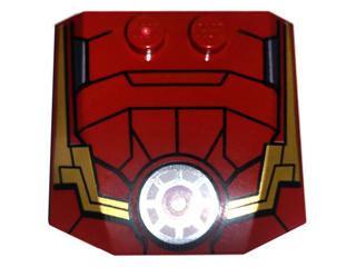 45677pb093 | Wedge 4 x 4 x 2/3 Triple Curved with Iron Man Armor and Round Arc Reactor Pattern | LEGOPART