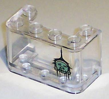 4594px1 | Windscreen 2 x 4 x 2 Vertical with Sand Green Shrunken Head with Black Hair Pattern | LEGOPART
