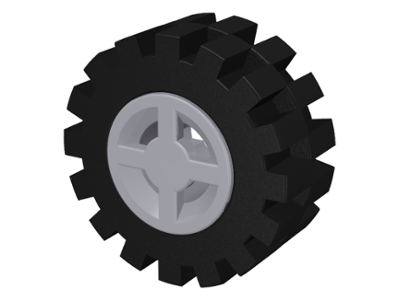 4624c02 | Wheel 8mm D. x 6mm with Black Tire 15mm D. x 6mm Offset Tread Small | LEGOPART