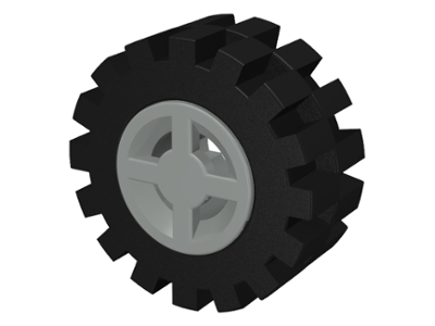 4624c02 | Wheel 8mm D. x 6mm with Black Tire 15mm D. x 6mm Offset Tread Small | LEGOPART