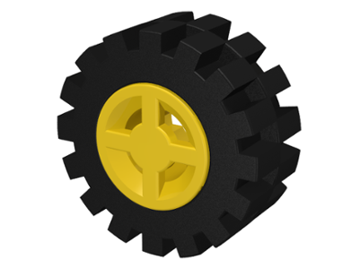 4624c02 | Wheel 8mm D. x 6mm with Black Tire 15mm D. x 6mm Offset Tread Small | LEGOPART