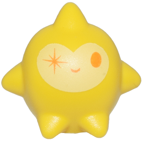 4644pb01 | Star, Wish with Orange Oval Left Eye, Sparkle Right Eye, and Grin on Bright Light Yellow Background Pattern | LEGOPART