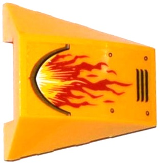 47753pb056L | Wedge 4 x 4 Triple Curved No Studs with Red and Yellow Flame, Vents and Rivets Pattern Model Left Side | LEGOPART