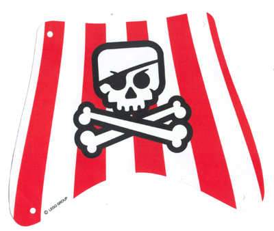 48144 | Cloth Sail 27 x 22 Top with Skull and Crossbones with Eye Patch on Red Stripes Background Pattern | LEGOPART