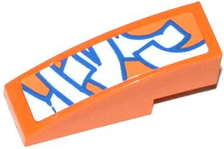 50950pb071 | Slope, Curved 3 x 1 with Blue and White Graffiti Tag Pattern | LEGOPART