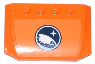 52031pb079 | Wedge 4 x 6 x 2/3 Triple Curved with Arctic Explorer Logo on Orange Background Pattern | LEGOPART