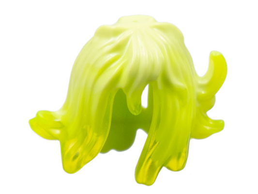 53801pb01 | Minifigure, Hair Female Mid-Length Wavy with Side Spikes, Elongated Hole in Back and Marbled Trans-Neon Green Pattern | LEGOPART