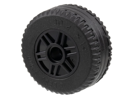 55981c03 | Wheel 18mm D. x 14mm with Pin Hole, Fake Bolts and Shallow Spokes with Black Tire 30.4 x 14 Solid | LEGOPART