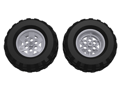 56908c01 | Wheel 43.2mm D. x 26mm Technic Racing Small, 6 Pin Holes with Black Tire 81.6 x 38 R Balloon | LEGOPART