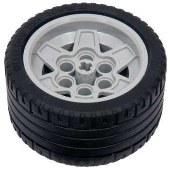 56908c04 | Wheel 43.2mm D. x 26mm Technic Racing Small, 6 Pin Holes with Black Tire 56 x 28 ZR Street | LEGOPART