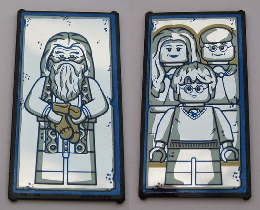 57895pb057 | Glass for Window 1 x 4 x 6 with Mirrored Albus Dumbledore / Harry Potter with Parents Pattern | LEGOPART