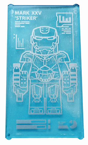 57895pb061 | Glass for Window 1 x 4 x 6 with Iron Man Armor 'MARK XXV STRIKER' Pattern | LEGOPART