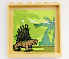 59349pb267 | Panel 1 x 6 x 5 with Palm Trees and Dimetrodons / Dinosaurs Pattern on Inside | LEGOPART