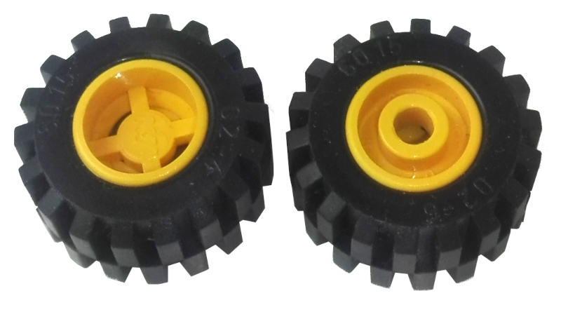 6014ac01 | Wheel 11mm D. x 12mm, Hole Round for Wheels Holder Pin with Black Tire 21mm D. x 12mm - Offset Tread Small Wide | LEGOPART