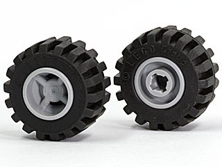 6014bc01 | Wheel 11mm D. x 12mm, Hole Notched for Wheels Holder Pin with Black Tire 21mm D. x 12mm - Offset Tread Small Wide | LEGOPART