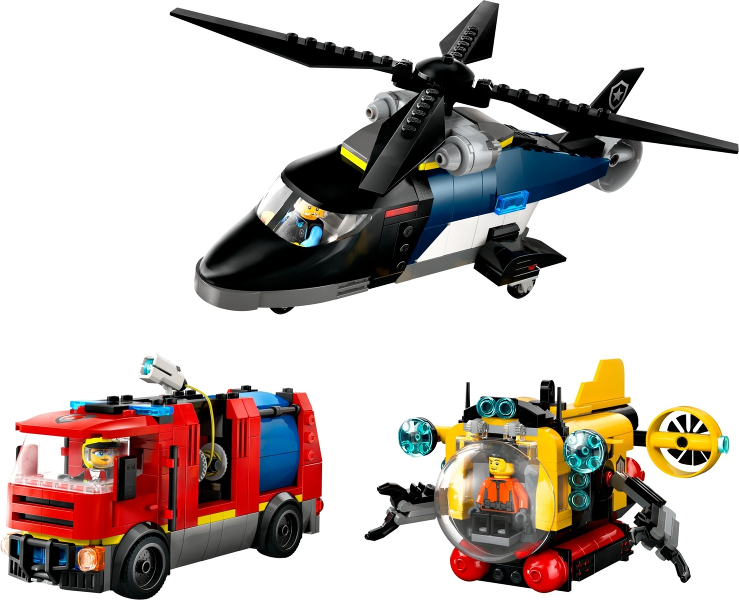 Helicopter, Fire Truck & Submarine Remix LEGO 60462 | Fyrebrick.be