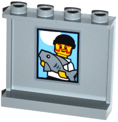 60581pb068 | Panel 1 x 4 x 3 with Side Supports - Hollow Studs with Fisherman Holding Fish Portrait Pattern on Inside | LEGOPART