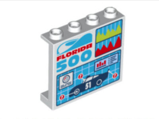 60581pb091 | Panel 1 x 4 x 3 with Side Supports - Hollow Studs with 'Florida 500', Diagrams and Car Table Pattern | LEGOPART