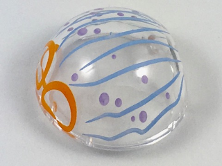 61287pb007 | Cylinder Hemisphere 2 x 2 with Cutout with Blue Lines and Purple Dots Jelly Mask Pattern | LEGOPART
