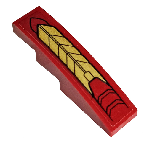 61678pb130 | Slope, Curved 4 x 1 with Gold and Dark Red Armor Plates Pattern | LEGOPART