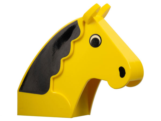 6244px1 | Horse Head Brick with Black Eyes, Mane, and Nostrils Pattern | LEGOPART