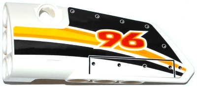 64683pb027 | Technic, Panel Fairing # 3 Small Smooth Long, Side A with Red '96' and Yellow, Orange and White Stripes Pattern | LEGOPART