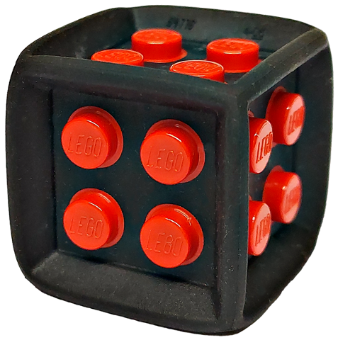 64776pb01 | Die Cube with Molded Hard Plastic Red 2 x 2 Studs Pattern on All Sides - Flexible Rubber | LEGOPART
