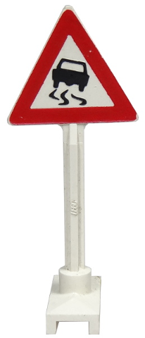 649pb08b | Road Sign Triangle with Skidding Car Pattern | LEGOPART