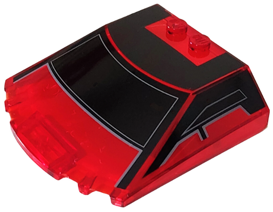 65633pb11 | Windscreen 6 x 6 x 1 1/3 Straight Sides with Black Window Frame Outline and Roof Pattern | LEGOPART